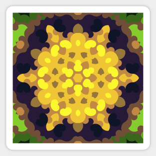 Retro Mandala Flower Yellow Purple and Green Sticker